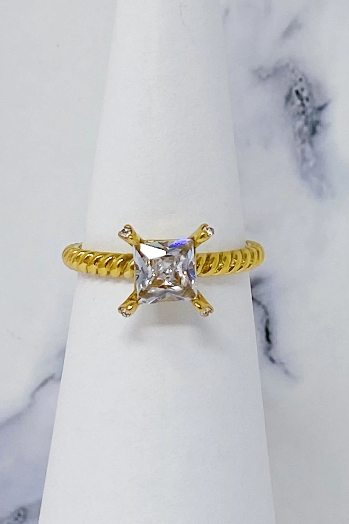 Gleaming Cubic Solitaire Ring