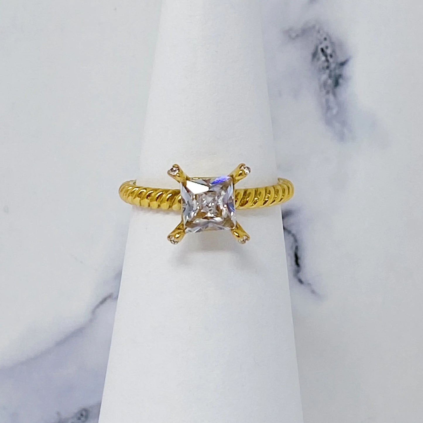 Gleaming Cubic Solitaire Ring