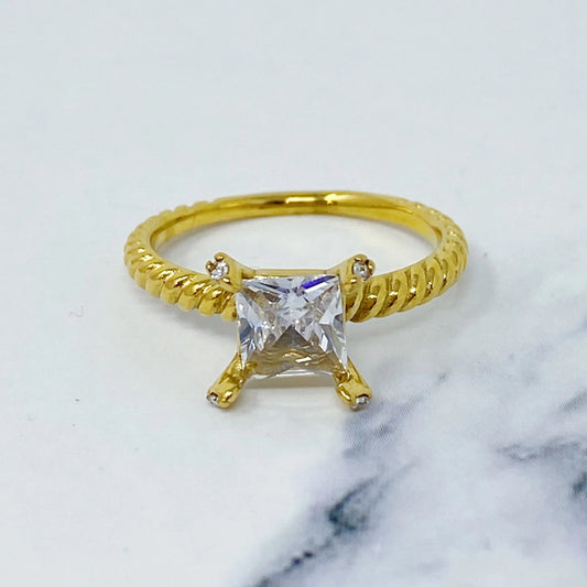 Gleaming Cubic Solitaire Ring